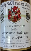 Weingut Fritz Windisch - Niersteiner Auflangen Riesling Spatlese 2016
